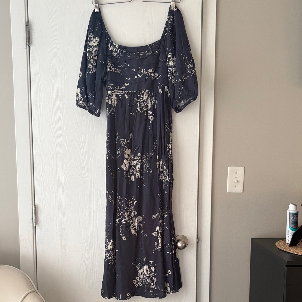 Maurices Dark Blue Floral Long Sleeve Dress